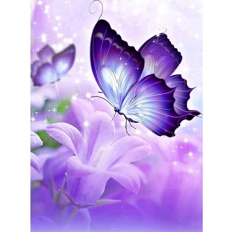 Cadre Floral Aquarelle Avec Papillon Violet